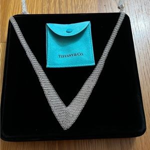 Authentic Tiffany & Co. Sterling silver mesh bib necklace